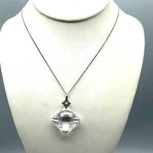 Stunning Faceted Crystal Pendant with Sterling Silver Marcasite Bale on Delicate